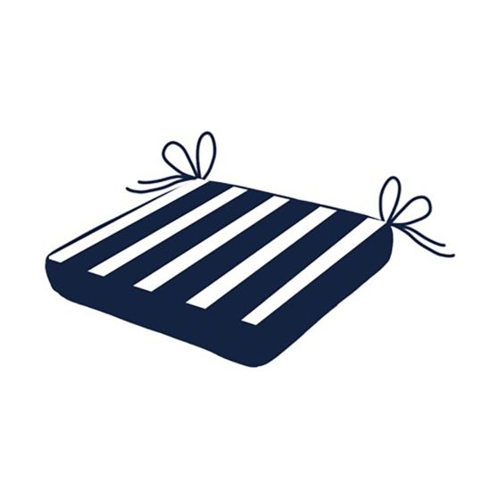 Navy and White Striped Outdoor Chair Pad 17 "x 17"