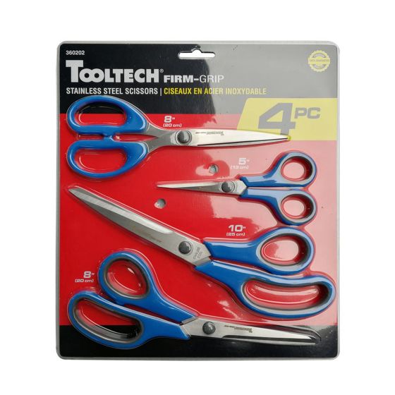 TOOLTECH Firm-Grip Stainless Steel Scissors Set - 4 pieces