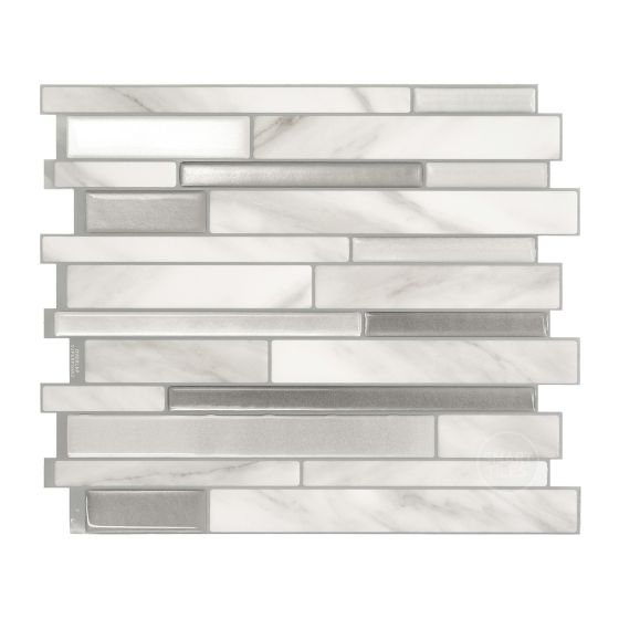 Tuile murale autoadhésive Smart Tiles Milano Carrera Gris 11,55 po x 9,64 po (2,8 pi²/paquet de 4)