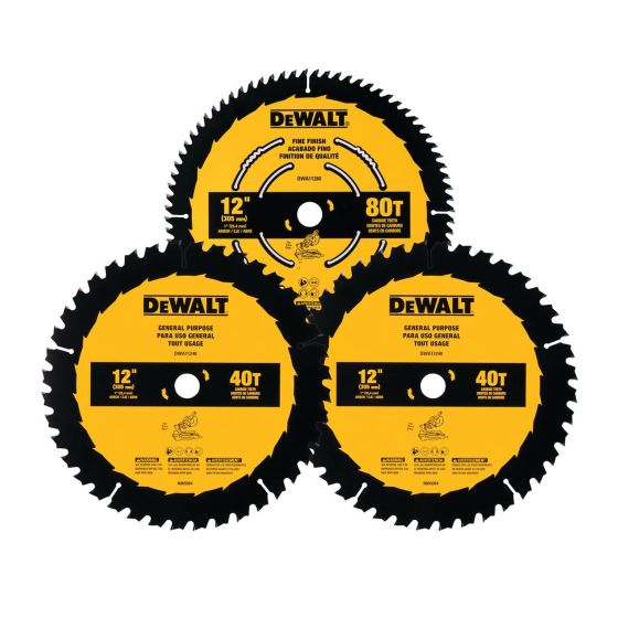 3-Blade 12" (304 MM) Carbide Teeth Saw Blade Combo Kit