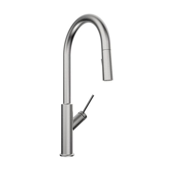Robinet pour évier de cuisine avec bec amovible pivotant Svelta, acier inoxydable
