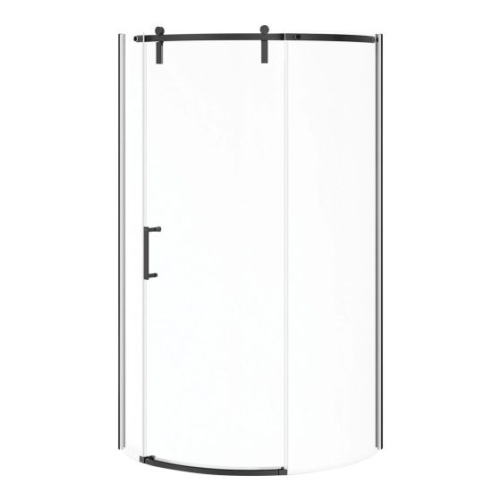 Door and Base Shower Kit - Outback Round - Left - 36" x 36" x 75 5/8" - Clear Glass - Matte Black