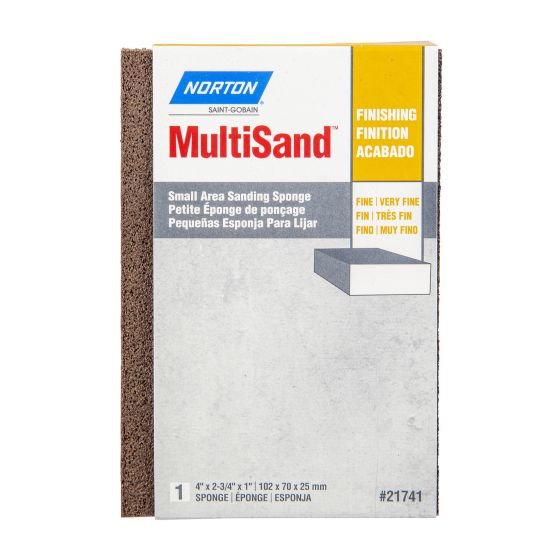 Petite éponge de ponçage Norton MultiSand, grain fin/très fin, 4" x 2 3/4" x 1"