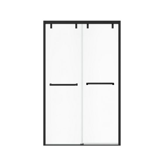 Bypass Shower Door - Uptown -  44-47" x 76" - Alcove Installation- Clear glass - Matte Black