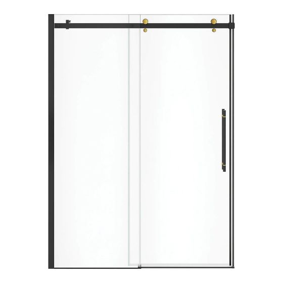 Sliding Shower Door - Vela - 56 1/2" - 59" x 78 3/4" - Clear Glass - Matte Black/Brushed Gold