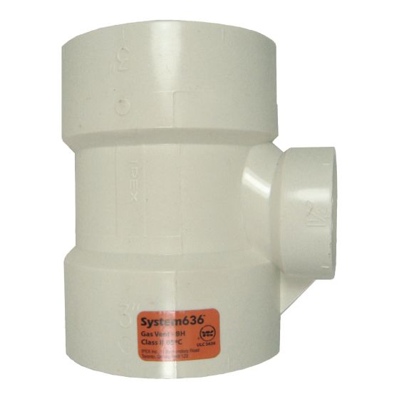 System 636 PVC FGV Tee - Hub - 3" - White