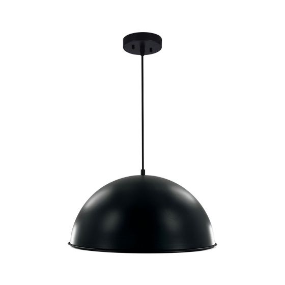 Luminaire suspendu à une lumière, 18", noir/blanc mat