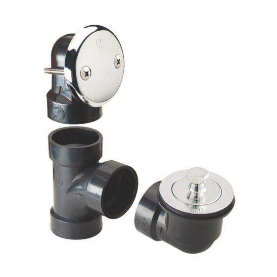 Trop-plein de bain ABS avec bouchon lever et tourner, chrome