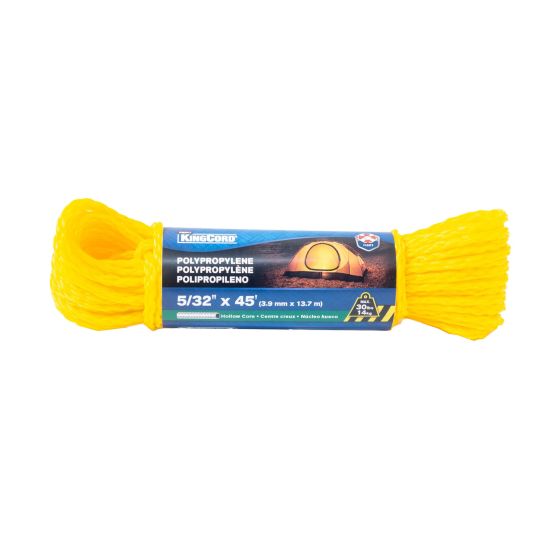 Polypropylene Hollow Core Rope - Yellow - 5/32" x 45'