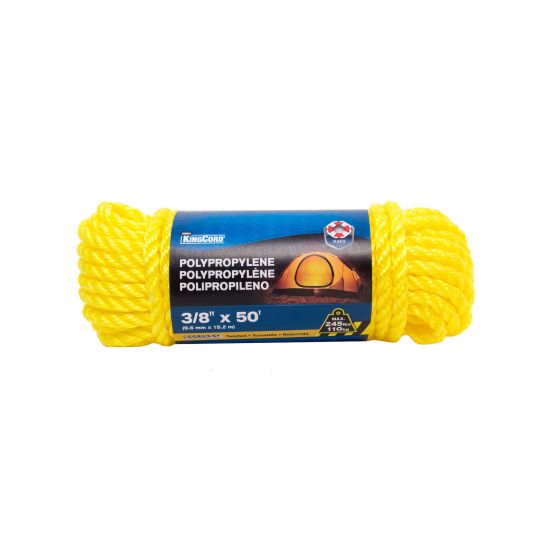 Twisted Polypropylene Rope - Yellow - 3/8" x 50'