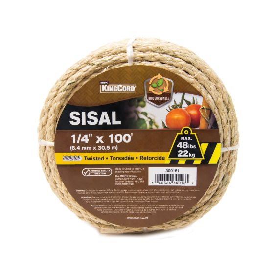 Sisal Twisted Twine Rope - Natural - 1/4" x 100'