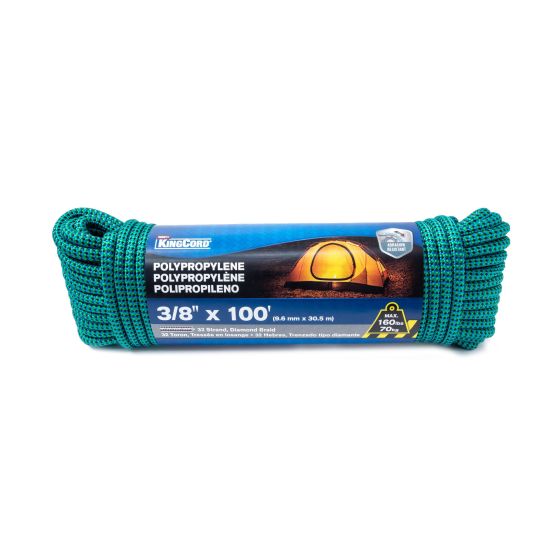 Polypropylene 32-Strand Diamond Braid Rope - Waterfall - 3/8" x 100'