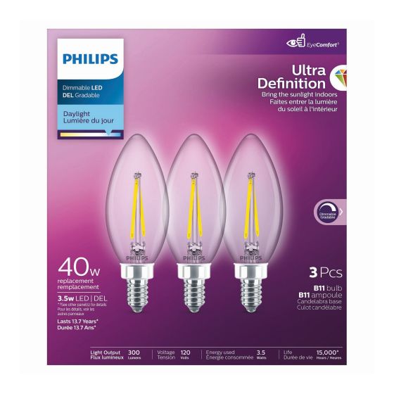 LED Light Bulb - B11 - 3.5 W - Daylight - 3/Pkg