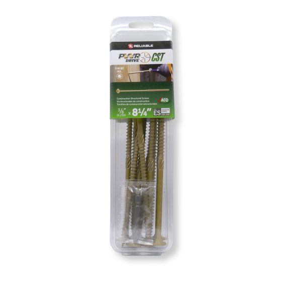 PWR DRIVE CST Structural screw - Oversized Flat Head - 3/8 in x 8 1/4 in, Blister of 10