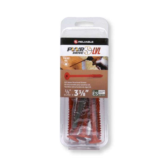 PWR DRIVE LVL Structural Assembly Screw - Oversized Flat Head - 3/8 in x 3 3/8 in, Blister of 10