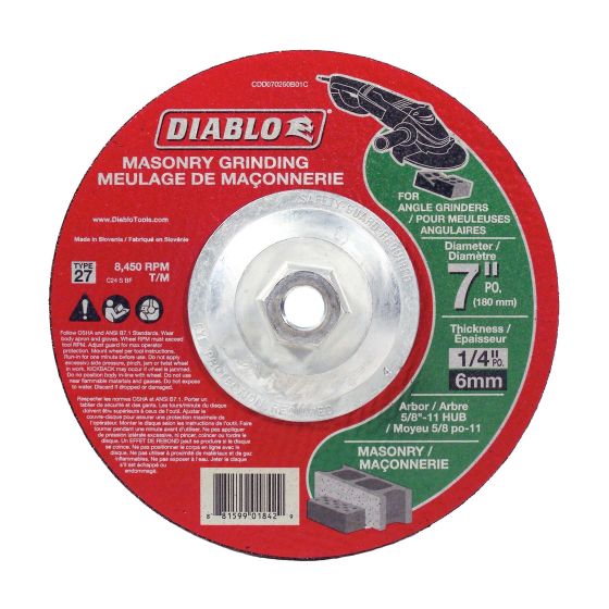 Grinder Wheel for Masonry - 7" x 1/4" x 5/8"