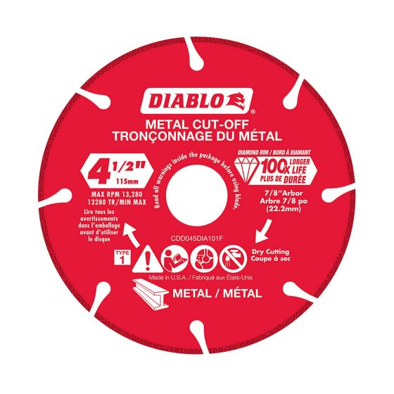 Diamond Cut-Off Wheel for Metal - 4 1/2"