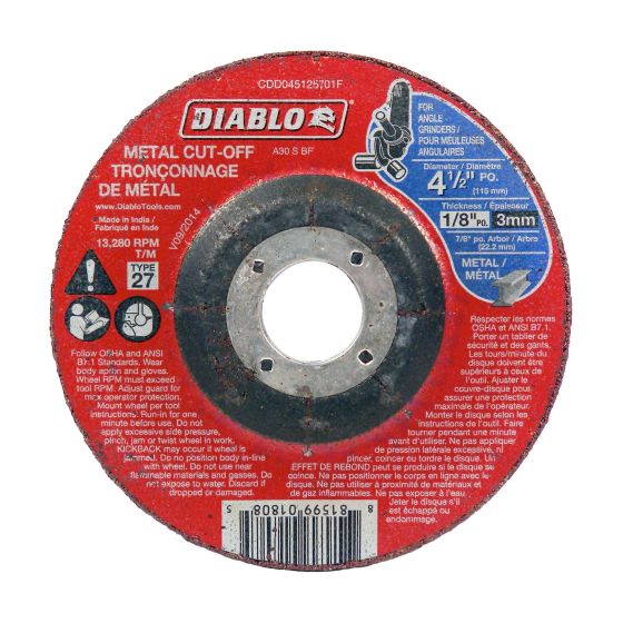 Grinder Wheel for Metal - 4 1/2" x 1/8" x 7/8"