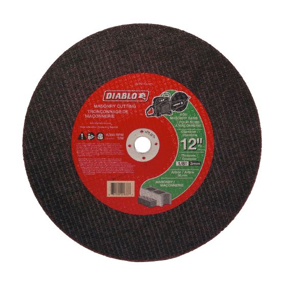 Meule à tronçonner pour maçonnerie, 12" x 1/8" x 20 mm