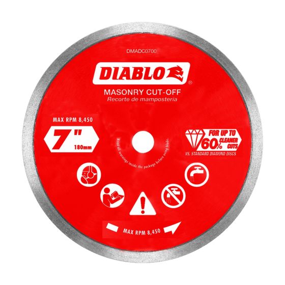 Disque à tronçonner à bord continu diamanté, pour maçonnerie, 7"