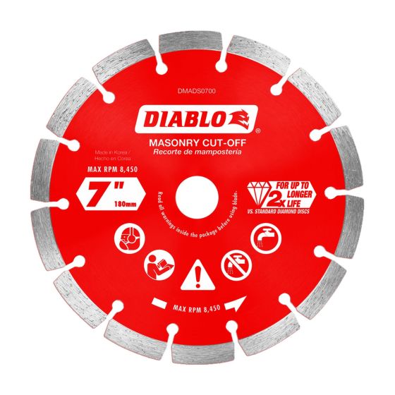 Disque à tronçonner à segments diamantés, pour maçonnerie, 7"