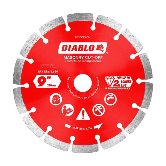 Disque à tronçonner à segments diamantés, pour maçonnerie, 9"