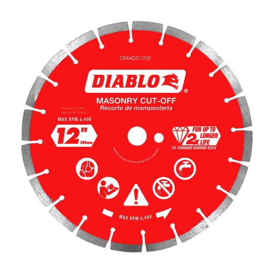 Disque à tronçonner à segments diamantés, pour maçonnerie, 12"