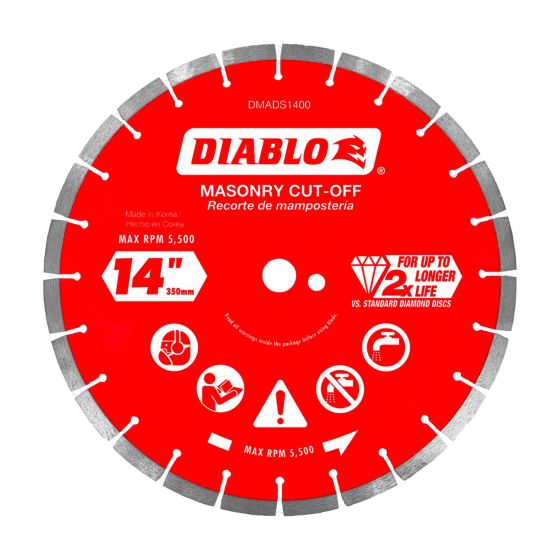 Disque à tronçonner à segments diamantés, pour maçonnerie, 14"