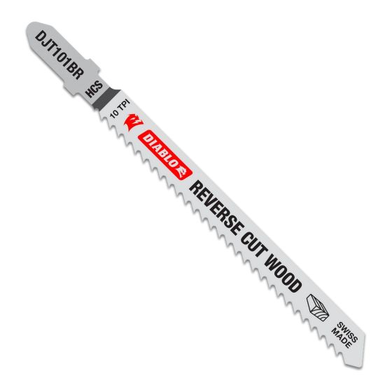 High Carbon Steel T-Shank Jig Saw Blades for Reverse Cuts in Wood - 4" x 10 TPI - 5/Pkg