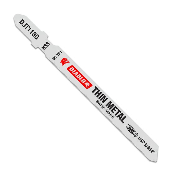 High Speed Steel T-Shank Jig Saw Blades for Thin Metal - 3 5/8" x 36 TPI - 5/Pkg