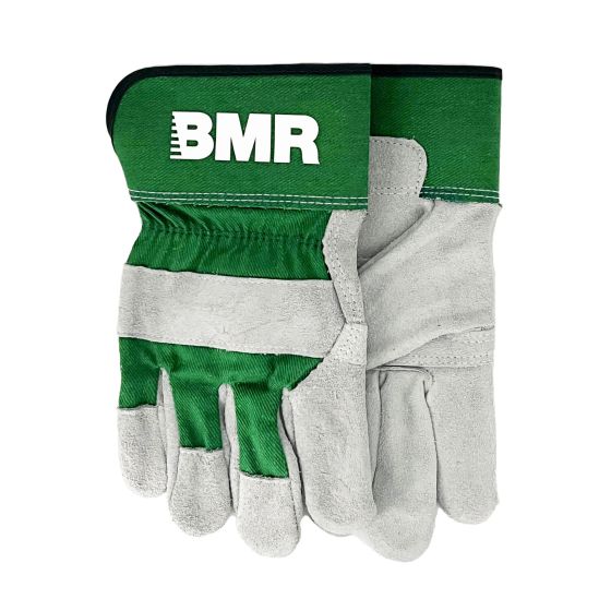 Gants en cuir de vache, hiver, vert/gris, grand