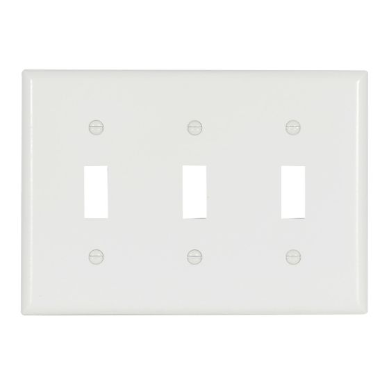 Wallplate - 3 Toggle - Switch - Plastic - White