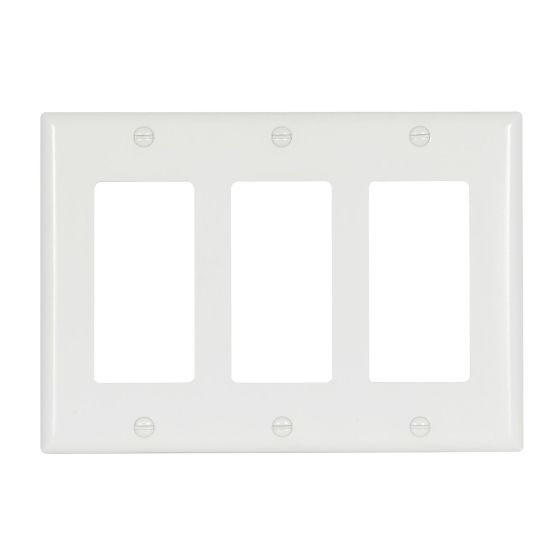 Wallplate - Decorative - 3 Gang - Plastic - White