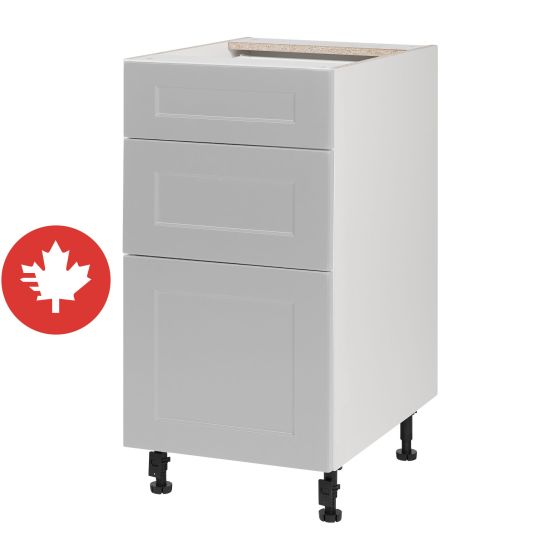 Base Cabinet 3 Drawers - Shaker - Grey - 15" x 34 3/4" x 24"