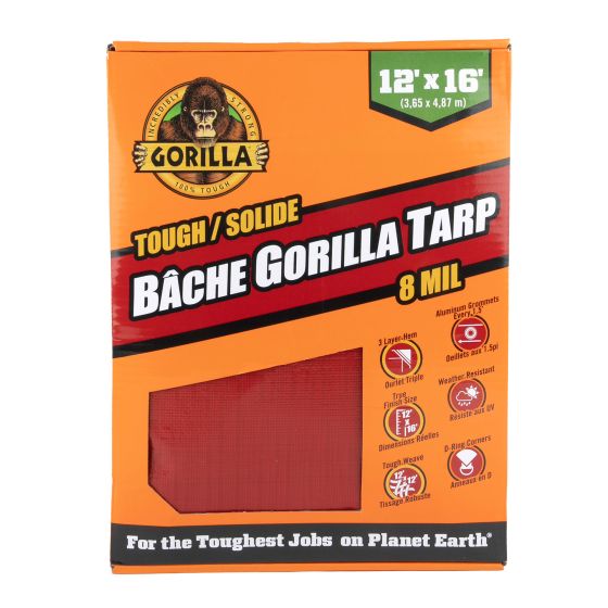 Bâche Gorilla solide, rouge, 12' x 16'