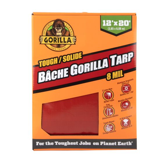 Bâche Gorilla solide, rouge, 12' x 20'
