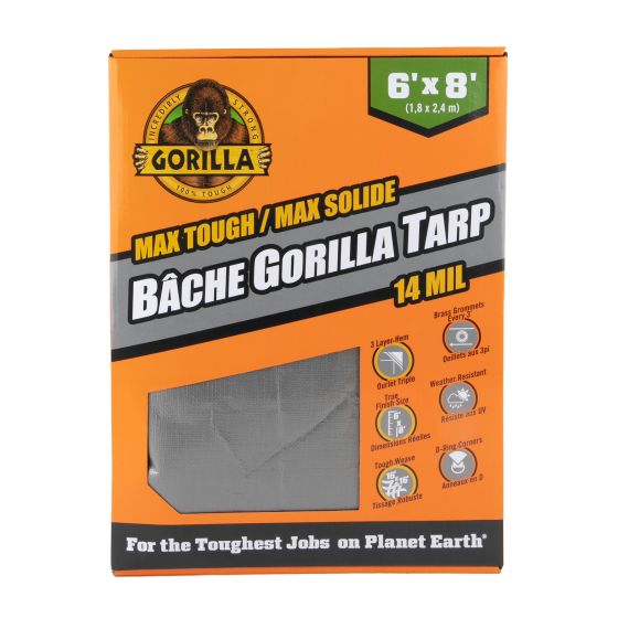 Bâche Gorilla Max solide, argent, 6' x 8'