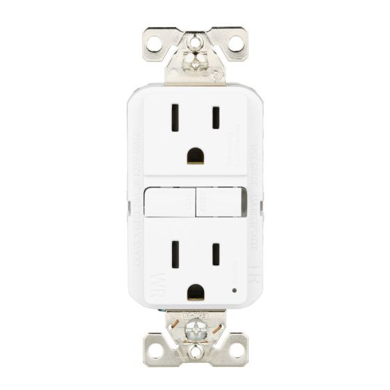 Tamper Proof Double Socket - GFCI - TWR - White - 15 A - 125 V