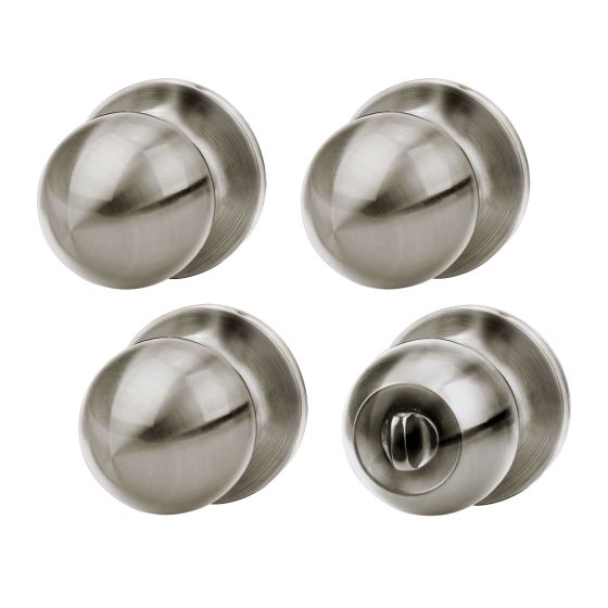 Ensemble de boutons, Hudson pour portes privées et de passage, 4/pqt, nickel satiné