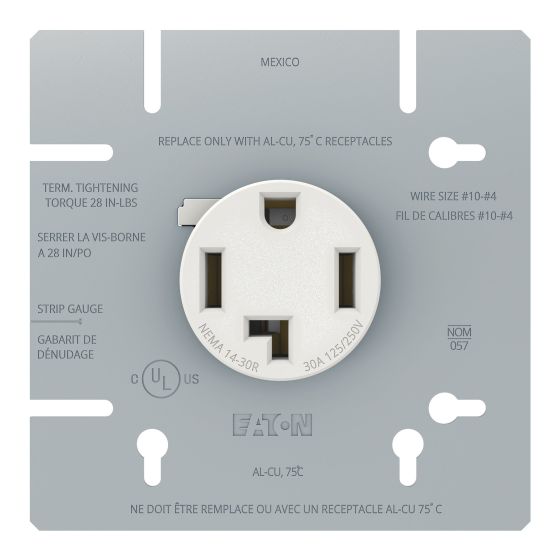 Receptacle Power Dryer - White - NEMA 14-30R - NEMA 14-30R - 30 A/125V/250 V