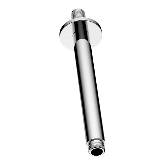 Bras de douche rond et bride, chrome, 6"