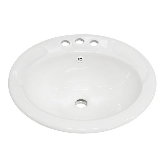 Lavabo en porcelaine, encastré, ovale, blanc lustré, 19 3/4" x 17 3/4" x 7 1/2"