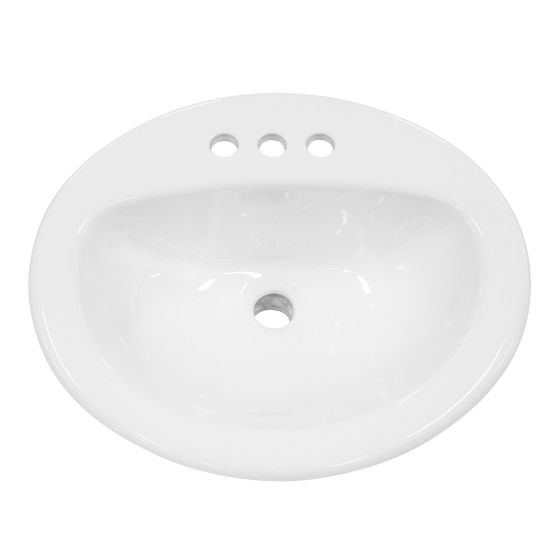 Lavabo en porcelaine, encastré, ovale, blanc lustré, 20" x 17 1/2" x 7 1/2"
