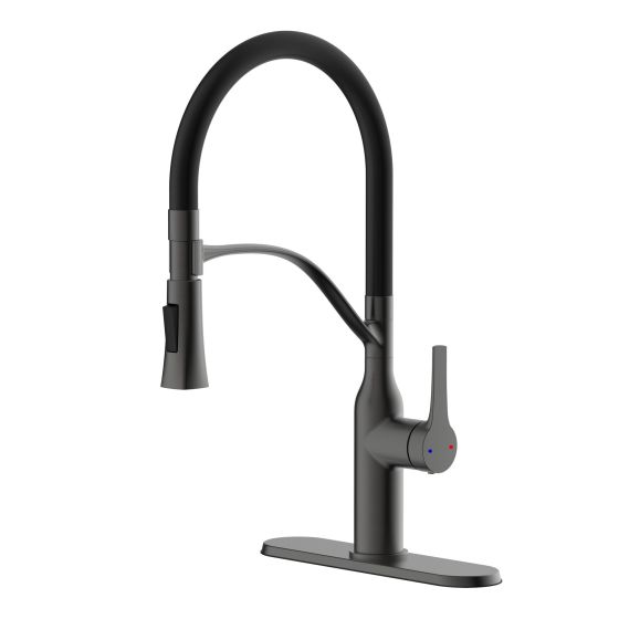 Kitchen Faucet - Retactable - Meda - Black/Satin Chrome