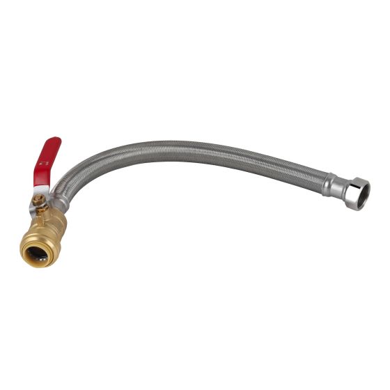 Connecteur tressé pour chauffe-eau, 3/4" FIP x 3/4" valve à bille, 18"