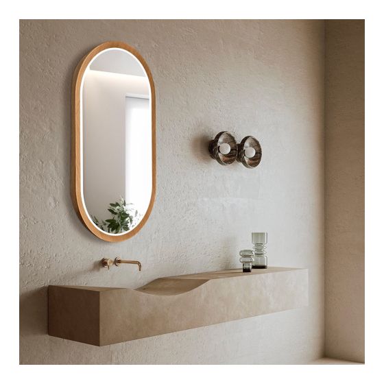 Miror - LED – Oval – Oak-Aluminum Frame – 19.7" x 35.4"
