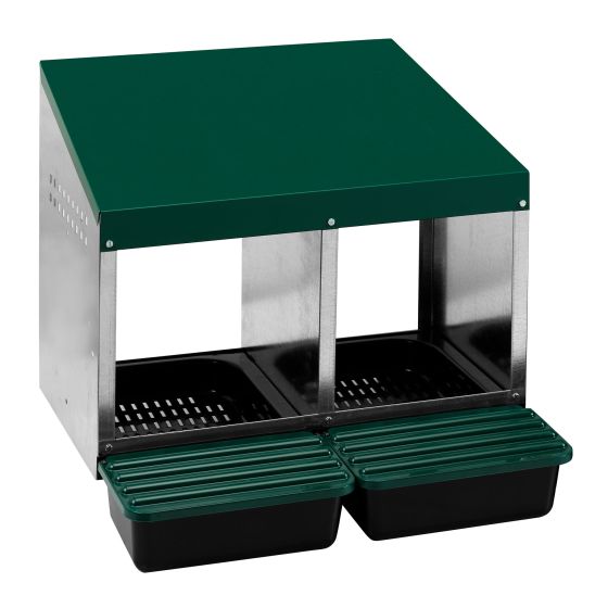 Nid pondoir, 2 compartiments, fond plastique, vert-gris