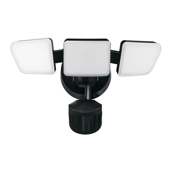 Lumière de sécurité à détection de mouvement, DEL, 3 lumières, noir