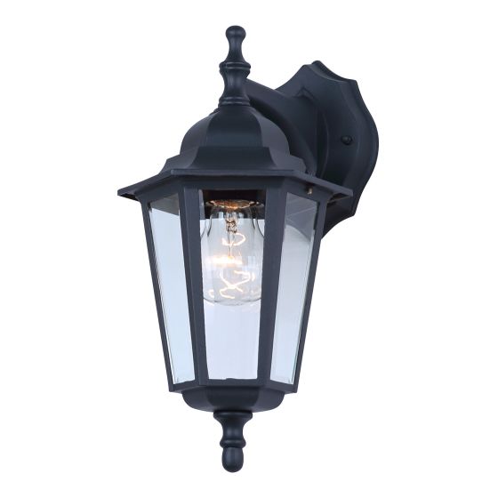 Nerona Outdoor Wall Light, Clear Glass, Black, 6-1/4-in x 14-in x 8-in