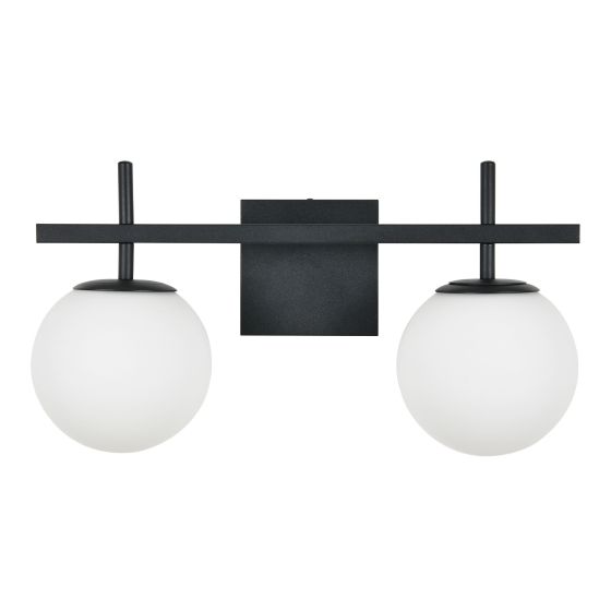 Luminaire mural pour vanité, 2 lumières, noir
